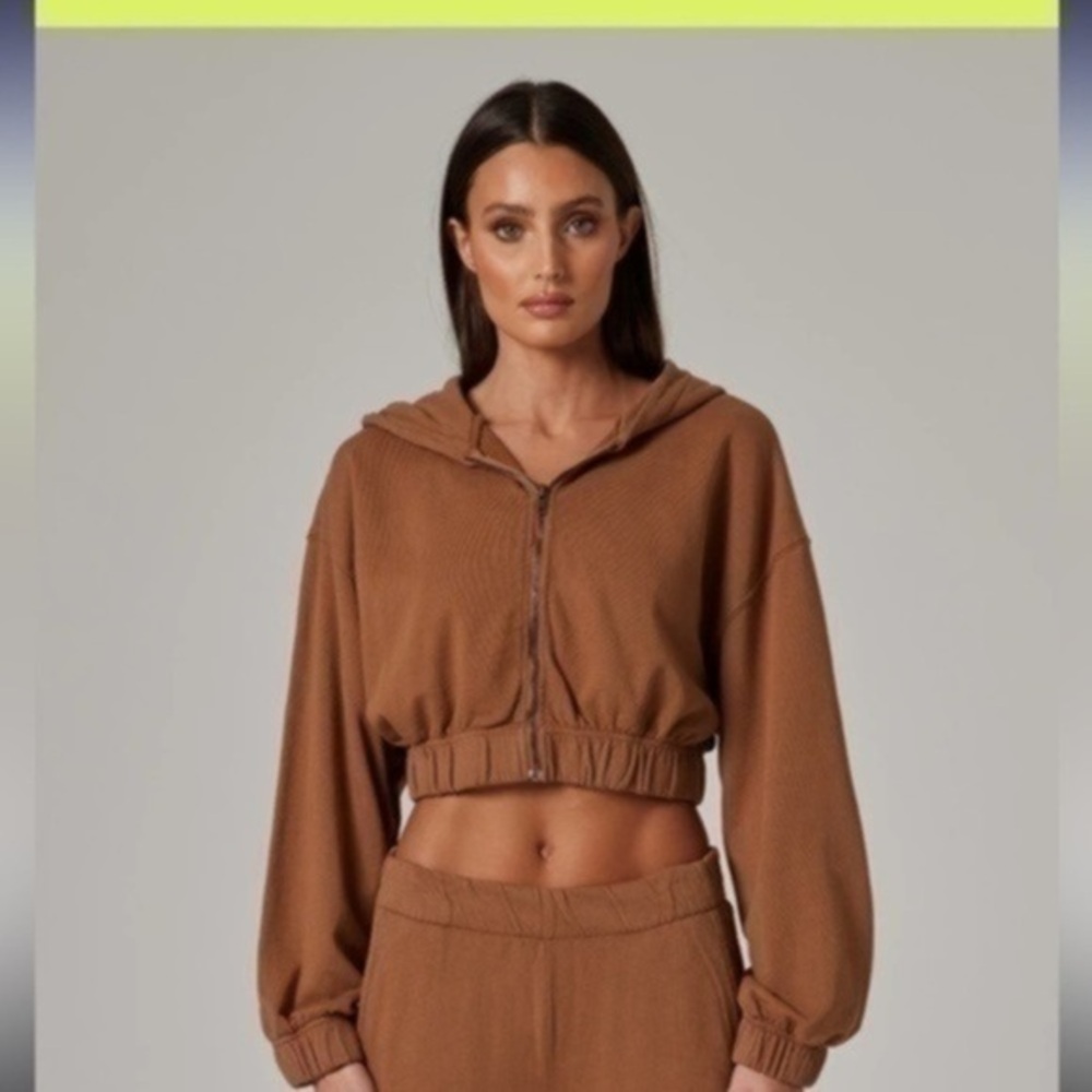 Talentless WOMENS ZIP CROP brown JACKET size Medium M